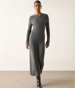 Abito a coste intrecciate in cashmere