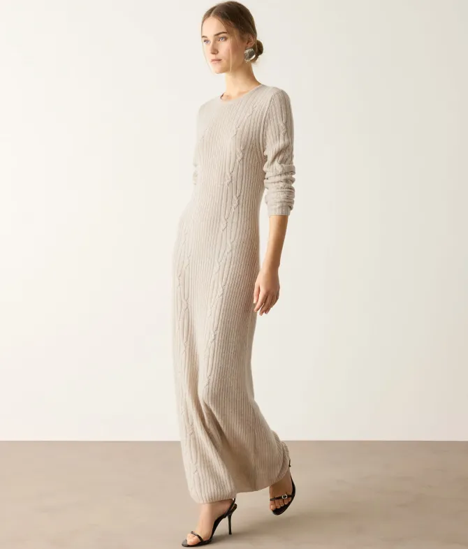 Abito a coste intrecciate in cashmere