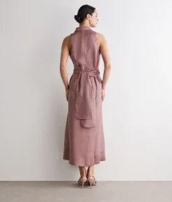 Abito con incrocio in lino