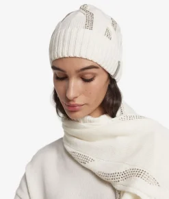Berretto con trecce e strass in Cashmere Ultrasoft