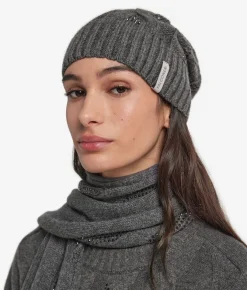 Berretto con trecce e strass in Cashmere Ultrasoft