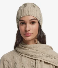 Berretto con trecce e strass in Cashmere Ultrasoft