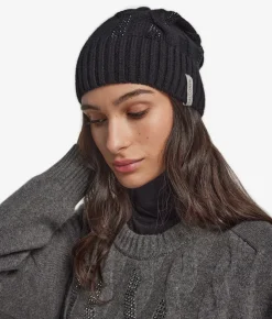Berretto con trecce e strass in Cashmere Ultrasoft