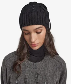 Berretto con trecce e strass in Cashmere Ultrasoft