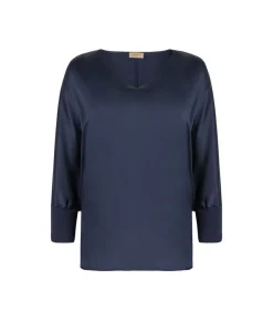 Blusa con scollo a V in seta