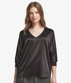 Blusa con scollo a V in seta