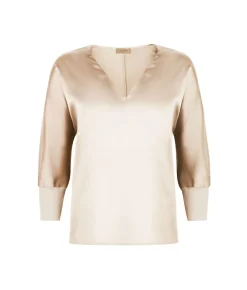 Blusa con scollo a V in seta