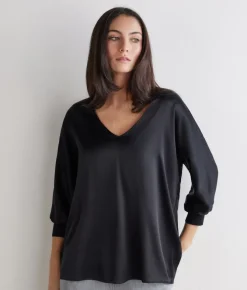 Blusa con scollo a V in seta
