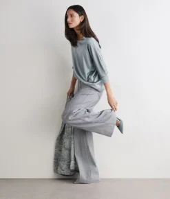 Blusa girocollo in seta