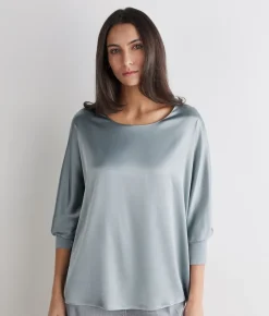 Blusa girocollo in seta