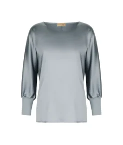 Blusa girocollo in seta