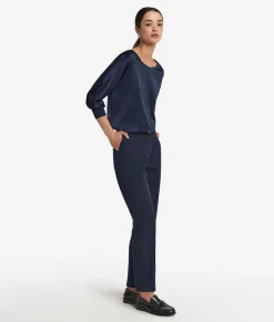Blusa girocollo in seta