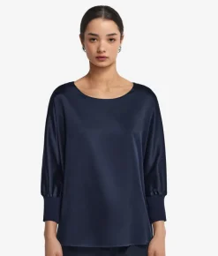 Blusa girocollo in seta
