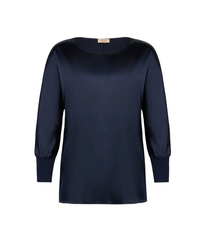 Blusa girocollo in seta