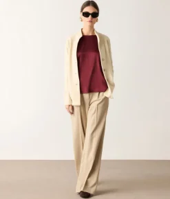 Blusa girocollo in seta