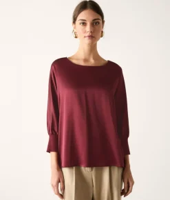 Blusa girocollo in seta