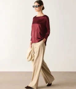 Blusa girocollo in seta