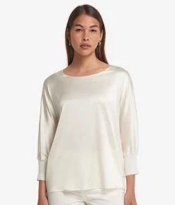 Blusa girocollo in seta