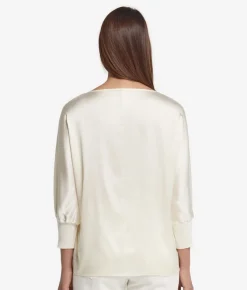 Blusa girocollo in seta