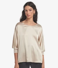 Blusa girocollo in seta