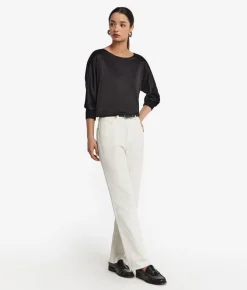 Blusa girocollo in seta