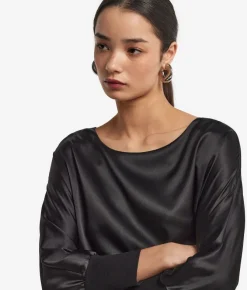Blusa girocollo in seta