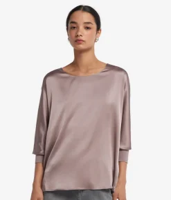 Blusa girocollo in seta