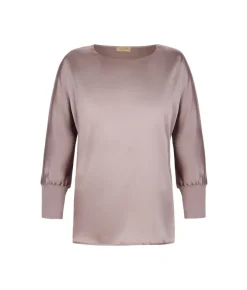 Blusa girocollo in seta