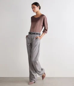 Blusa girocollo in seta