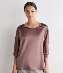 Blusa girocollo in seta