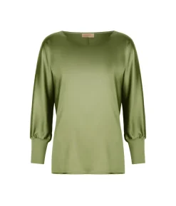Blusa girocollo in seta