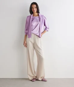 Blusa girocollo in seta