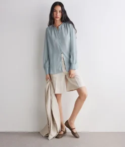 Blusa goffrata in seta cotone