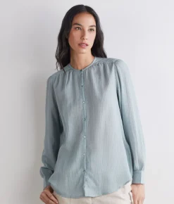 Blusa goffrata in seta cotone