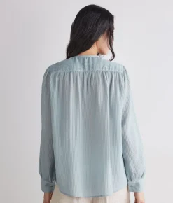 Blusa goffrata in seta cotone