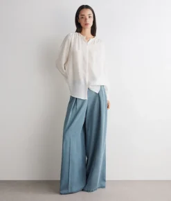 Blusa goffrata in seta cotone