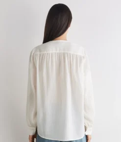 Blusa goffrata in seta cotone