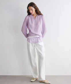 Blusa goffrata in seta cotone