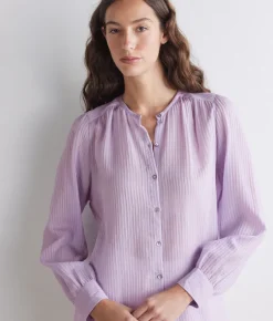 Blusa goffrata in seta cotone