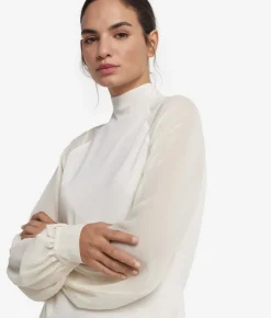 Blusa in Cashmere Ultrafine con inserto in seta