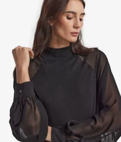 Blusa in Cashmere Ultrafine con inserto in seta