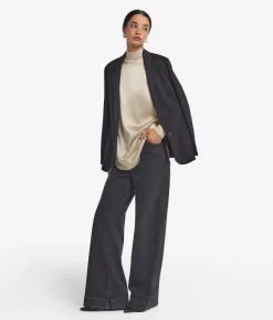 Blusa in raso di seta con inserti in maglia