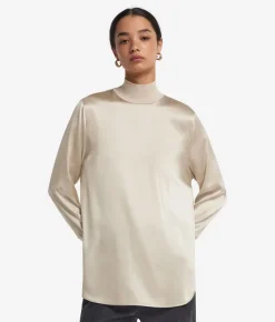 Blusa in raso di seta con inserti in maglia