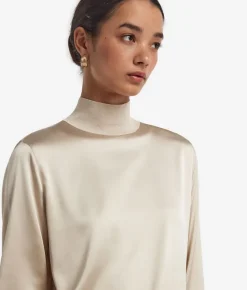 Blusa in raso di seta con inserti in maglia