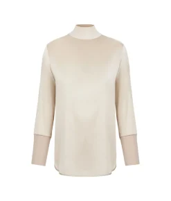 Blusa in raso di seta con inserti in maglia