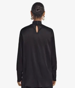 Blusa in raso di seta con inserti in maglia