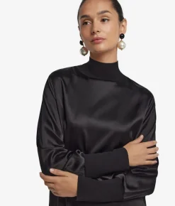 Blusa in raso di seta con inserti in maglia