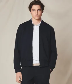 Bomber jersey in cotone e lino