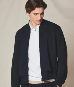Bomber jersey in cotone e lino
