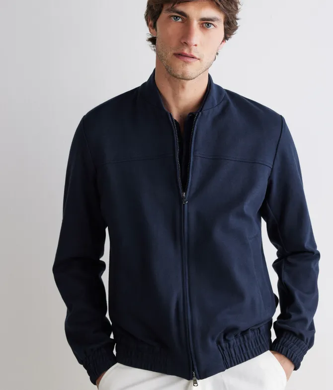 Bomber jersey in cotone e lino